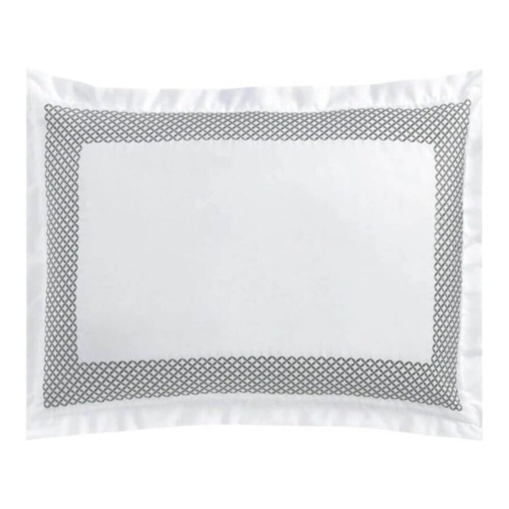 Hudson Park Embroidered Geo King Sham White/Charcoal